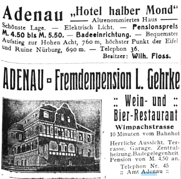 Werbung im Eifelvereinsblatt 1913