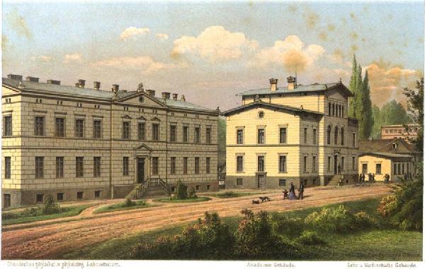 Landwirtschaftliche Akademie Poppelsdorf, Farblithographie von 1868. Landwirtschaftliche Akademie Poppelsdorf, Farblithographie von 1868.