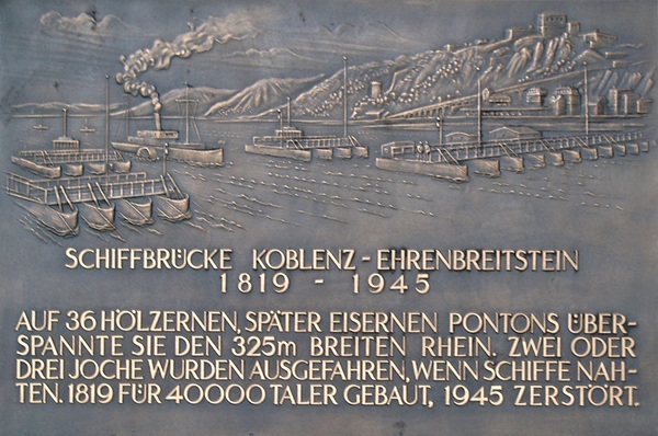 Gedenktafel Schiffbrücke Koblenz Gedenktafel Schiffbrücke Koblenz