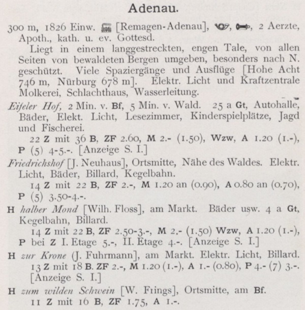 Hotels in Adenau 1907