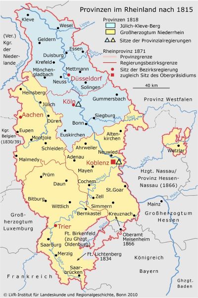 Staatsgebiete im Rheinland 1815