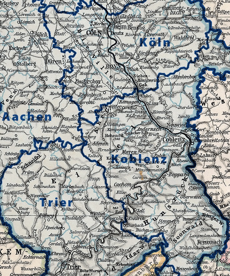 Karte des Rheinlands von 1905