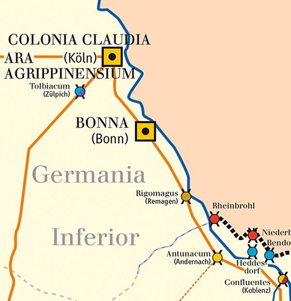 Teilkarte aus Römische Straßenverbindungen